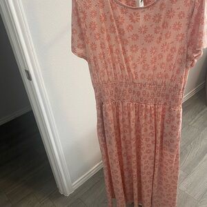 Cato Coral and Cream Floral Maxi Dress